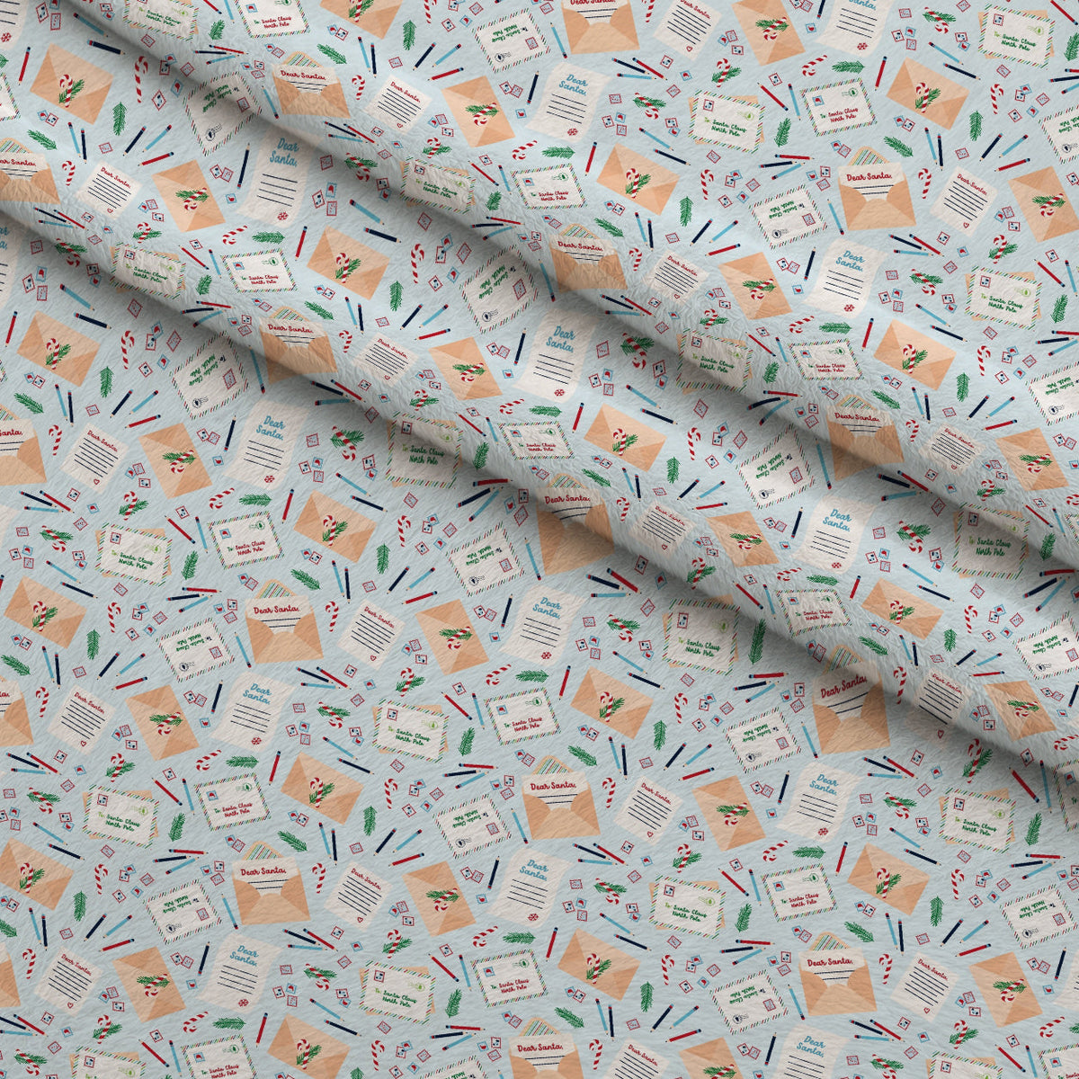 North Pole Post Pattern 11 Fleece Fabric — fleece fabric folded close-up preview (mv-fleece-v1:lying)