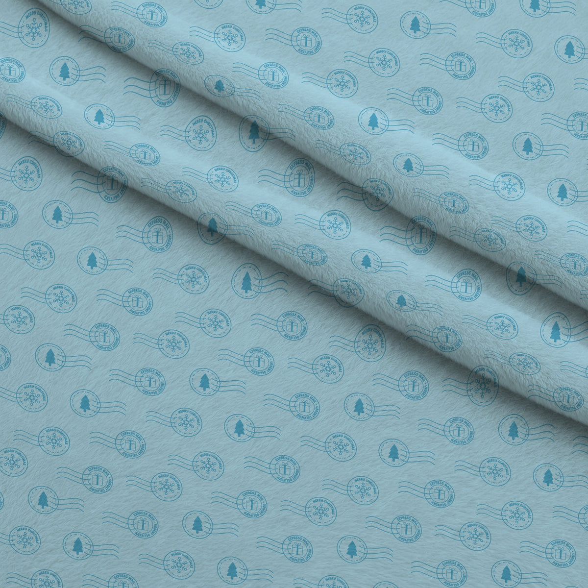 North Pole Post Pattern 14 Fleece Fabric — fleece fabric folded close-up preview (mv-fleece-v1:lying)