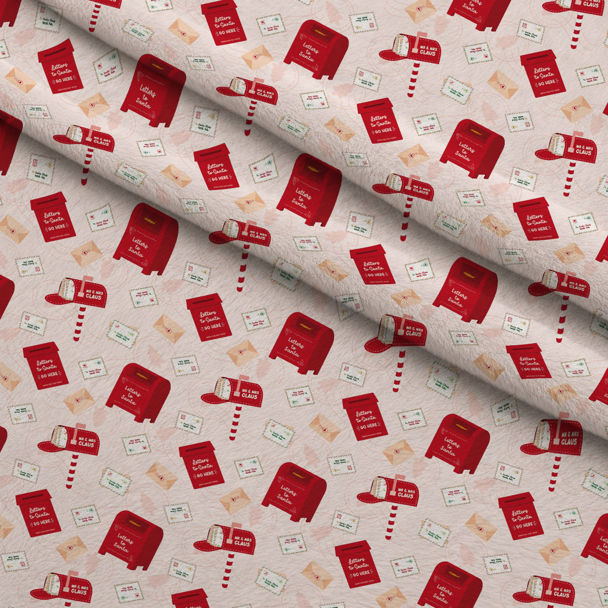 North Pole Post Pattern 4 Fleece Fabric — fleece fabric folded close-up preview (mv-fleece-v1:lying)