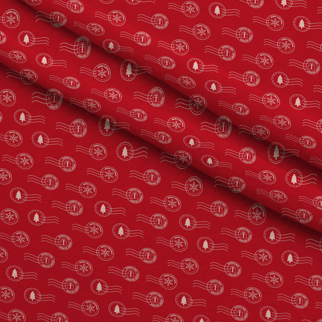 North Pole Post Pattern 7 Fleece Fabric — fleece fabric folded close-up preview (mv-fleece-v1:lying)