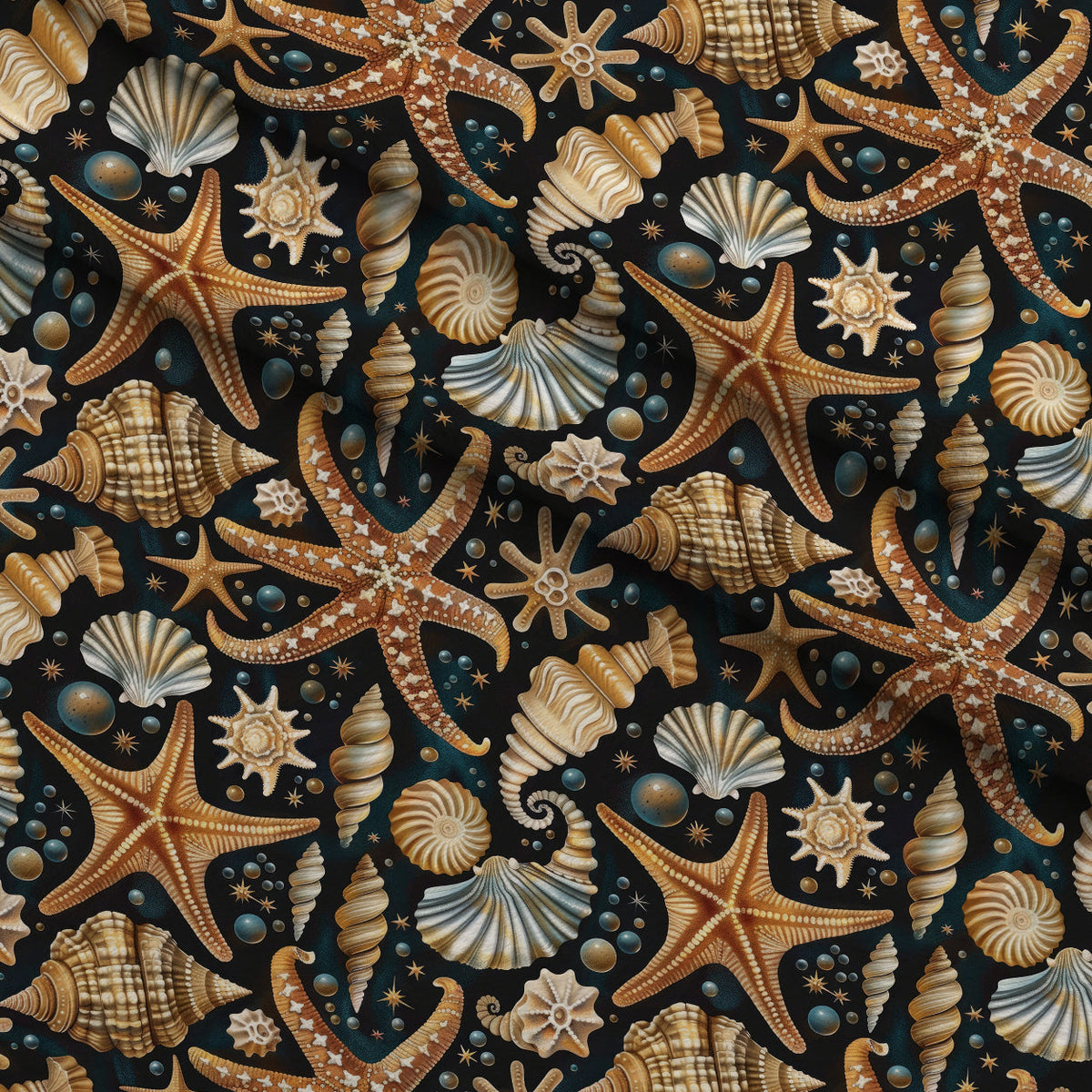 Ocean Jewels Pattern 1 Fleece Fabric — fleece fabric folded close-up preview (mv-fleece-v1:lying)