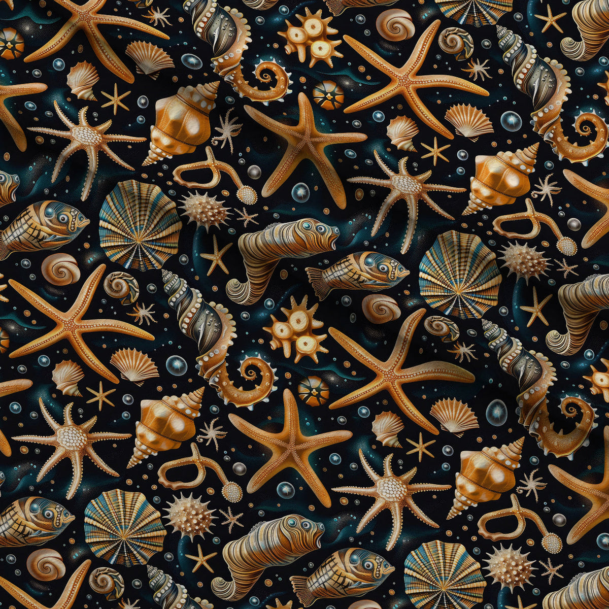 Ocean Jewels Pattern 10 Fleece Fabric — fleece fabric folded close-up preview (mv-fleece-v1:lying)