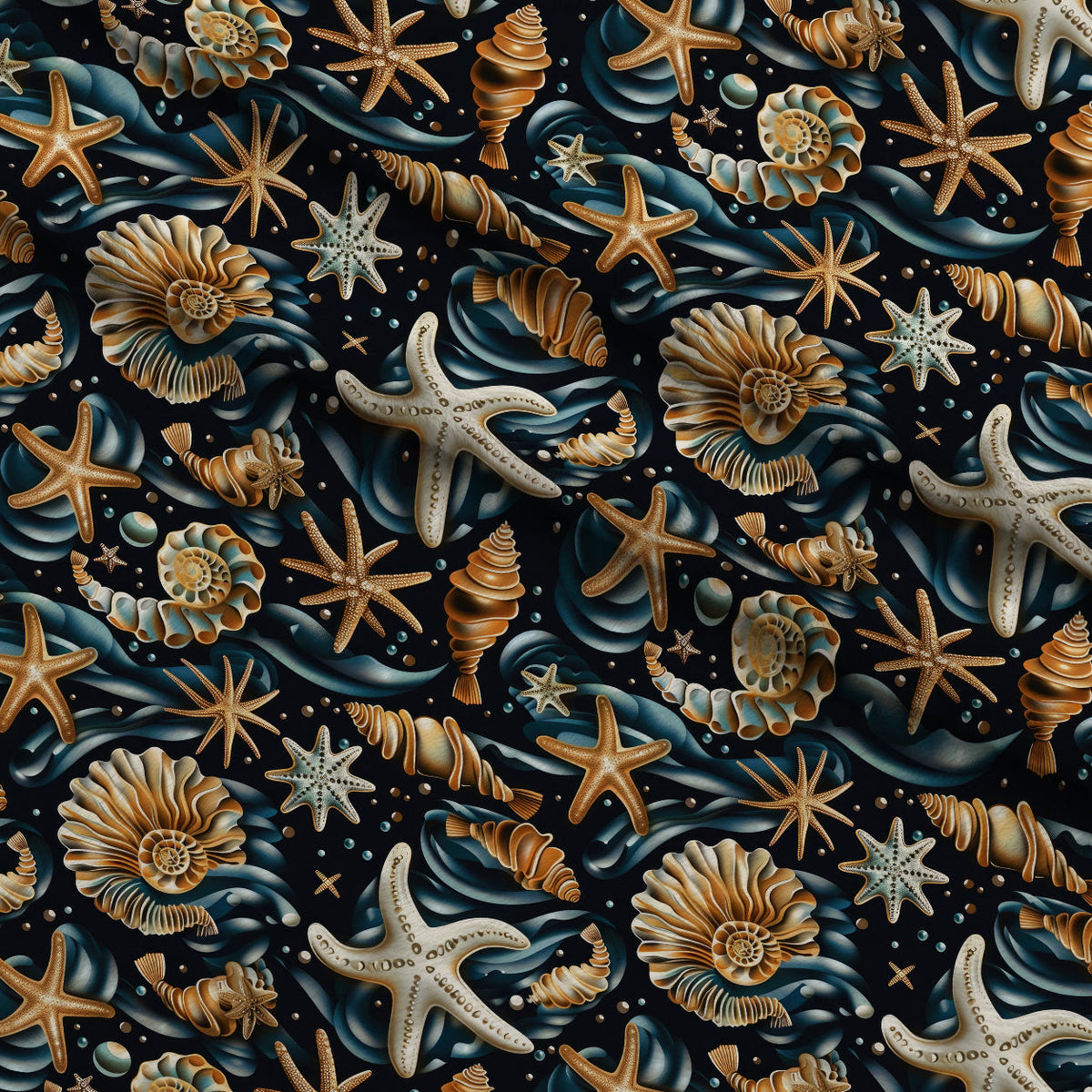 Ocean Jewels Pattern 2 Fleece Fabric — fleece fabric folded close-up preview (mv-fleece-v1:lying)