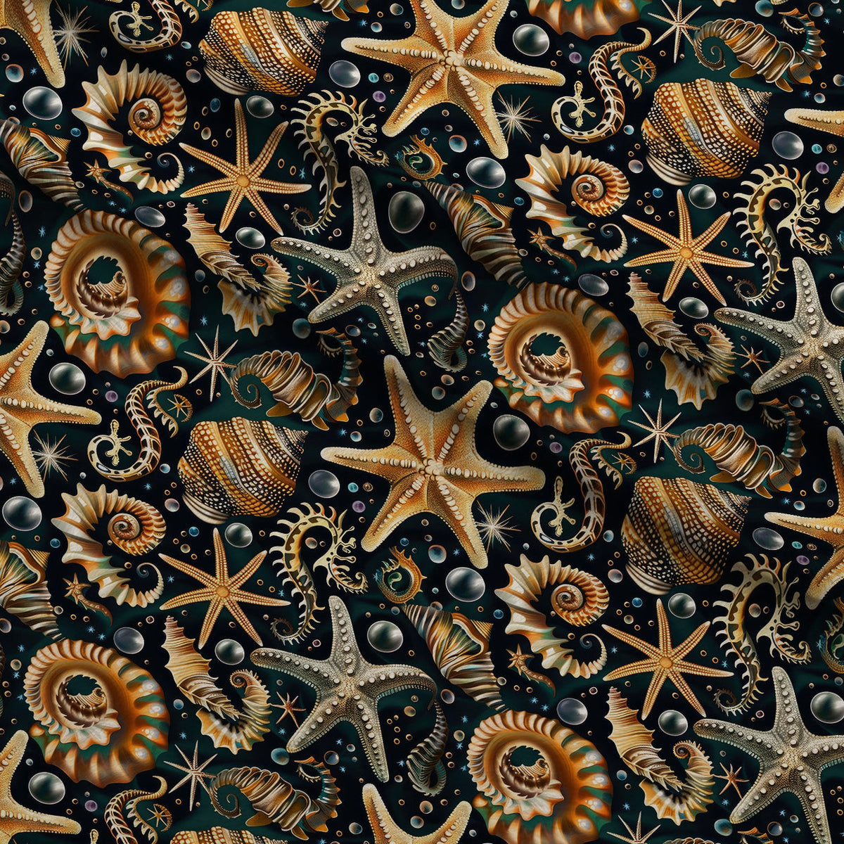 Ocean Jewels Pattern 3 Fleece Fabric — fleece fabric folded close-up preview (mv-fleece-v1:lying)