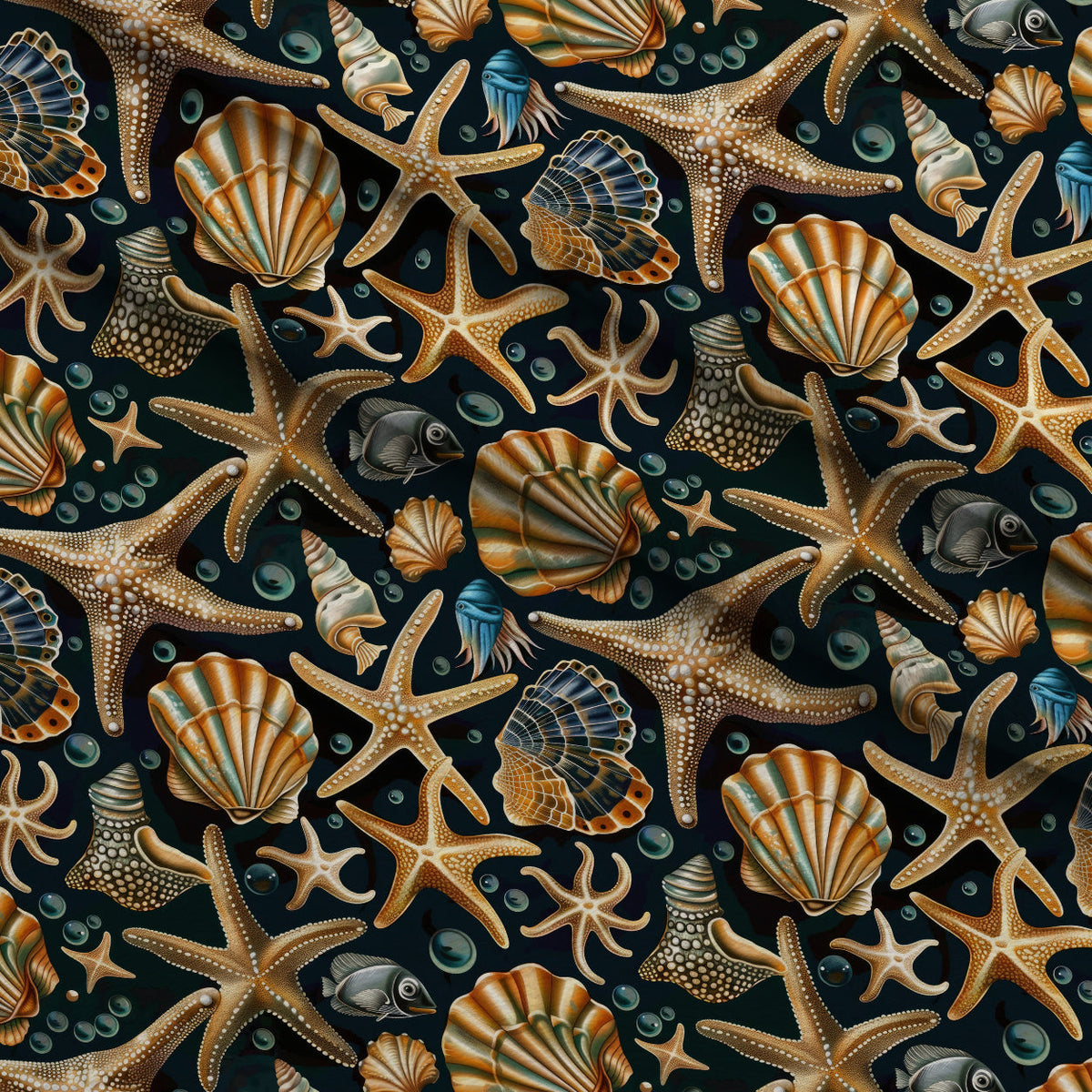 Ocean Jewels Pattern 6 Fleece Fabric — fleece fabric folded close-up preview (mv-fleece-v1:lying)