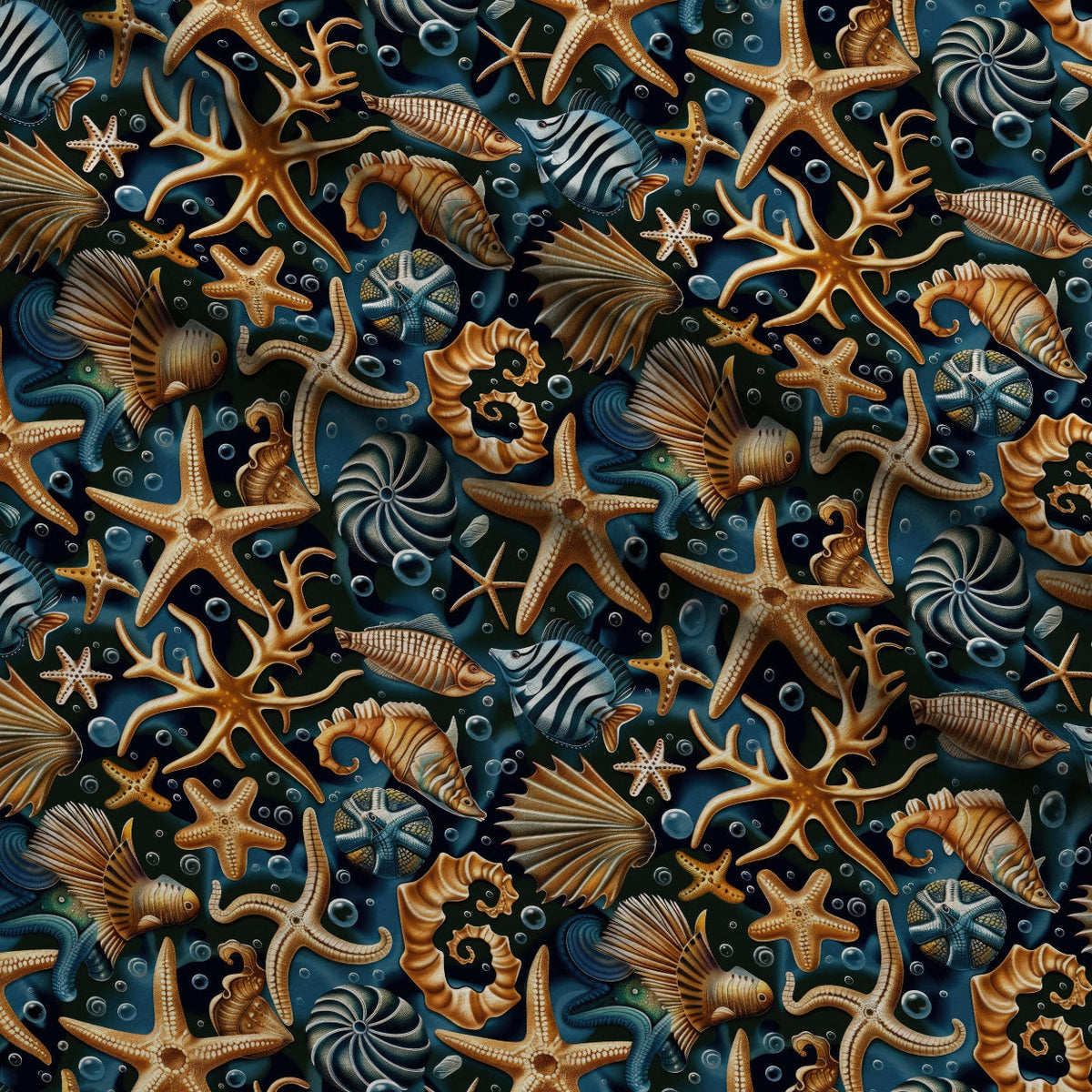 Ocean Jewels Pattern 7 Fleece Fabric — fleece fabric folded close-up preview (mv-fleece-v1:lying)