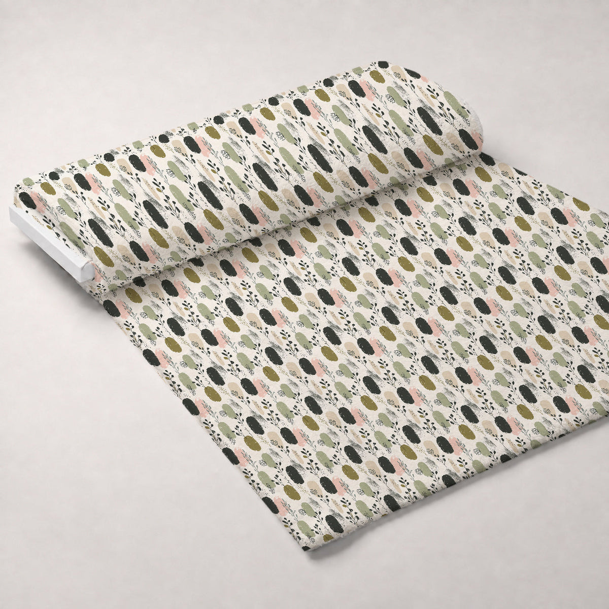 Olive Grove Pattern 2 Fleece Fabric — fleece fabric unrolled bolt preview (mv-fleece-v1:bolt)
