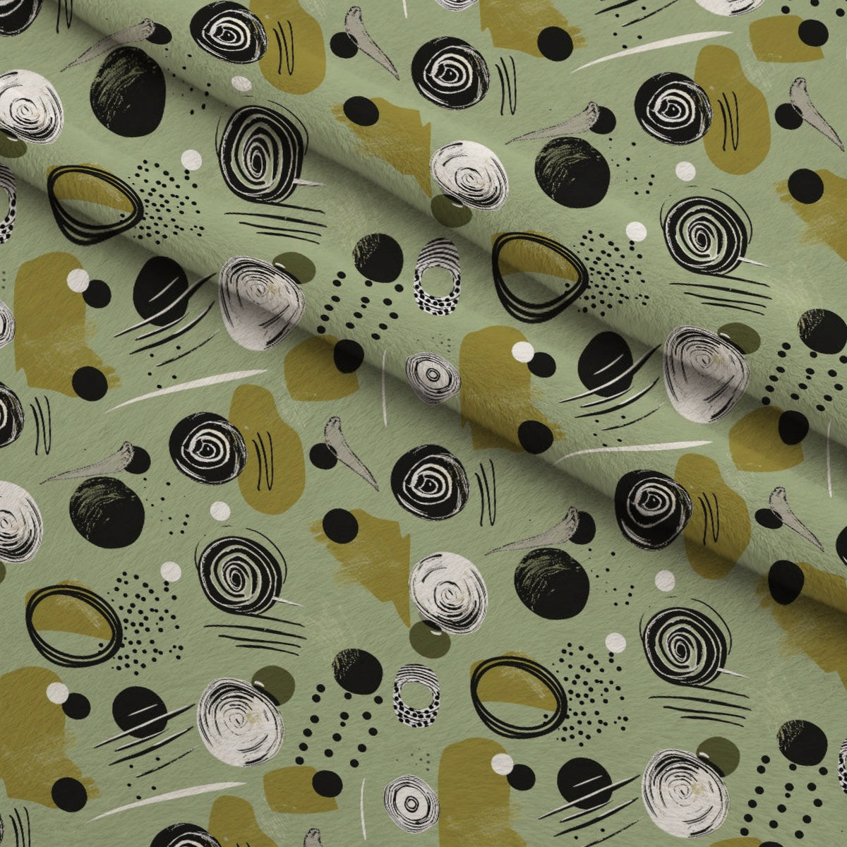 Olive Grove Pattern 8 Fleece Fabric — fleece fabric folded close-up preview (mv-fleece-v1:lying)