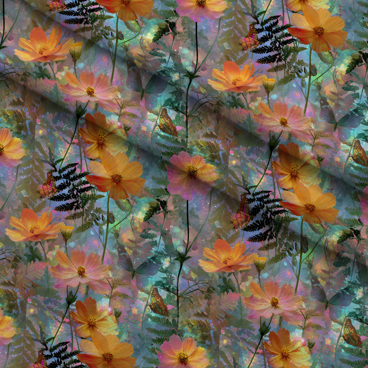 Opal Garden Pattern 10 Fleece Fabric — fleece fabric folded close-up preview (mv-fleece-v1:lying)