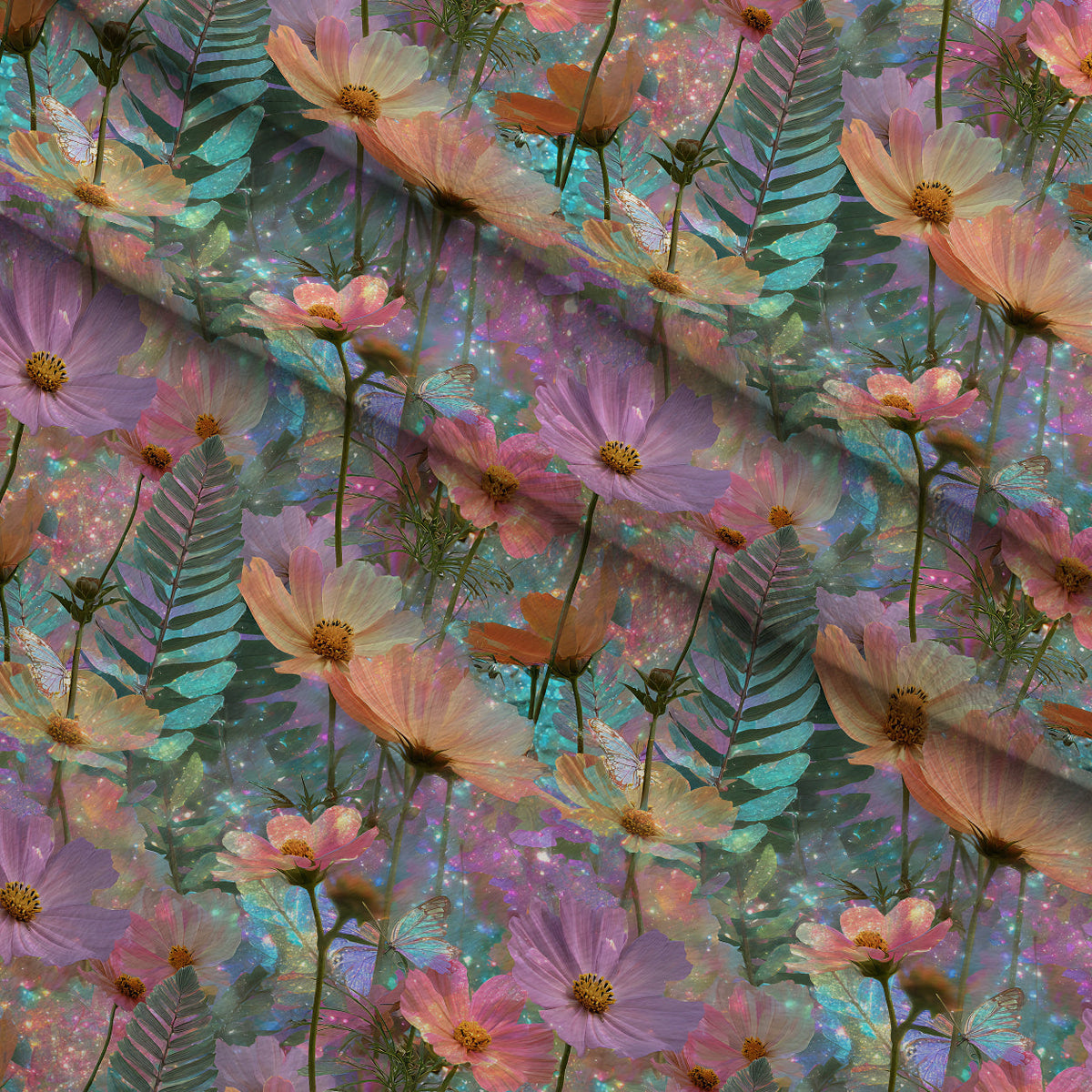 Opal Garden Pattern 4 Fleece Fabric — fleece fabric folded close-up preview (mv-fleece-v1:lying)