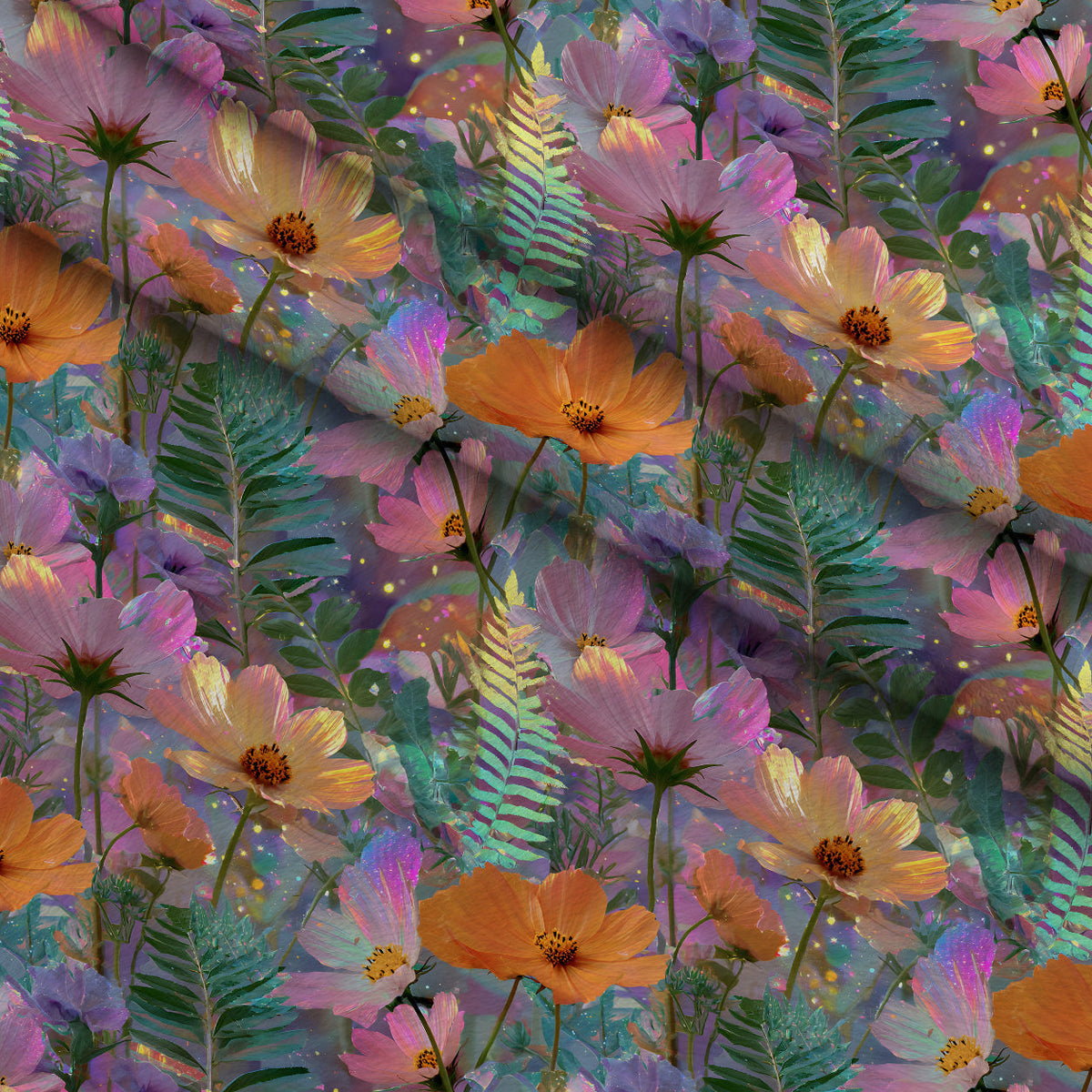 Opal Garden Pattern 5 Fleece Fabric — fleece fabric folded close-up preview (mv-fleece-v1:lying)