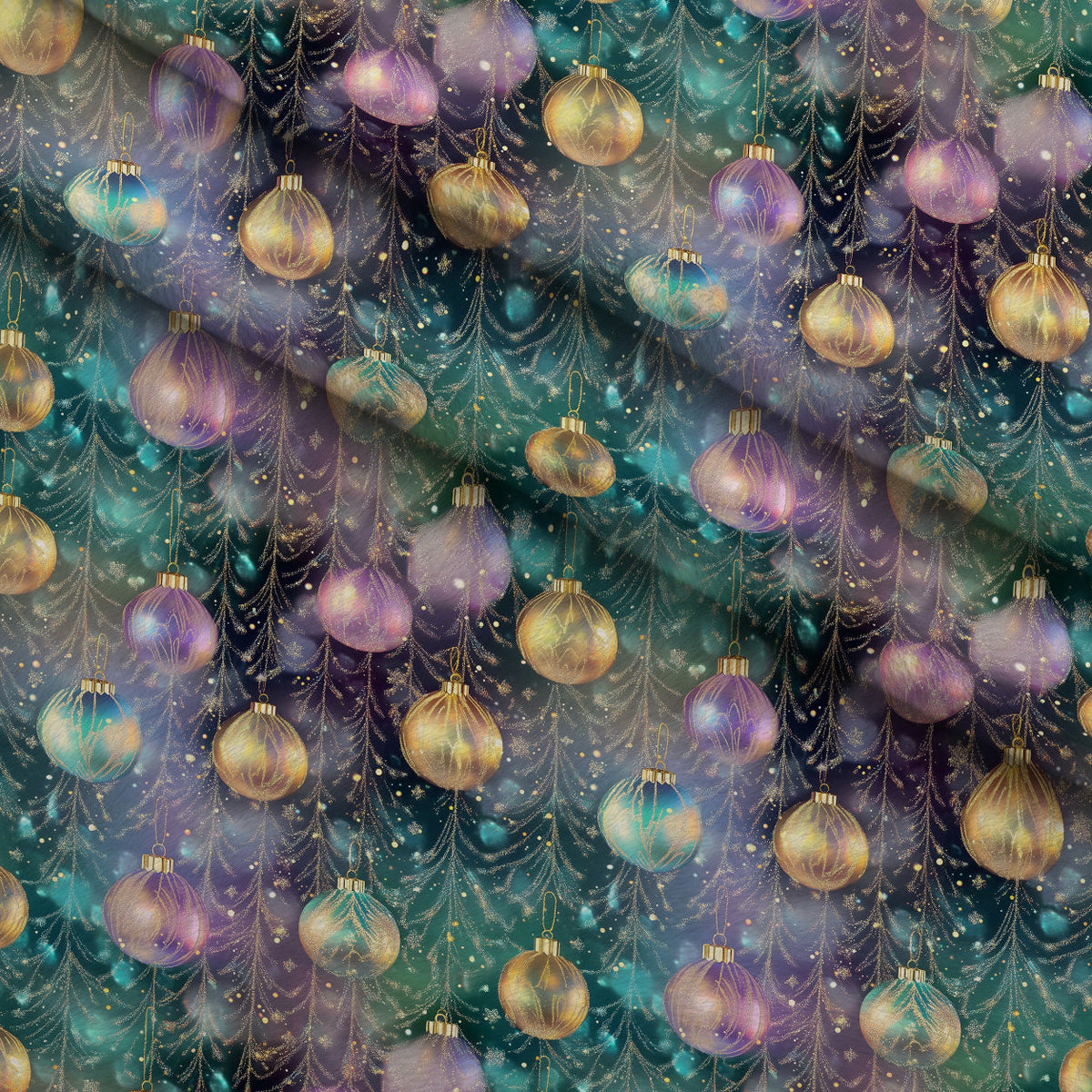 Opalescent Baubles Pattern 1 Fleece Fabric — fleece fabric folded close-up preview (mv-fleece-v1:lying)