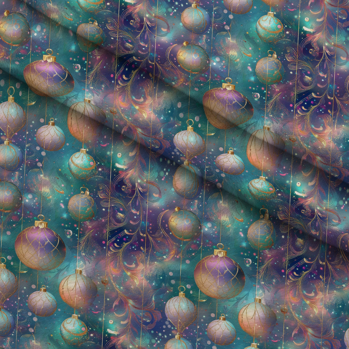 Opalescent Baubles Pattern 11 Fleece Fabric — fleece fabric folded close-up preview (mv-fleece-v1:lying)
