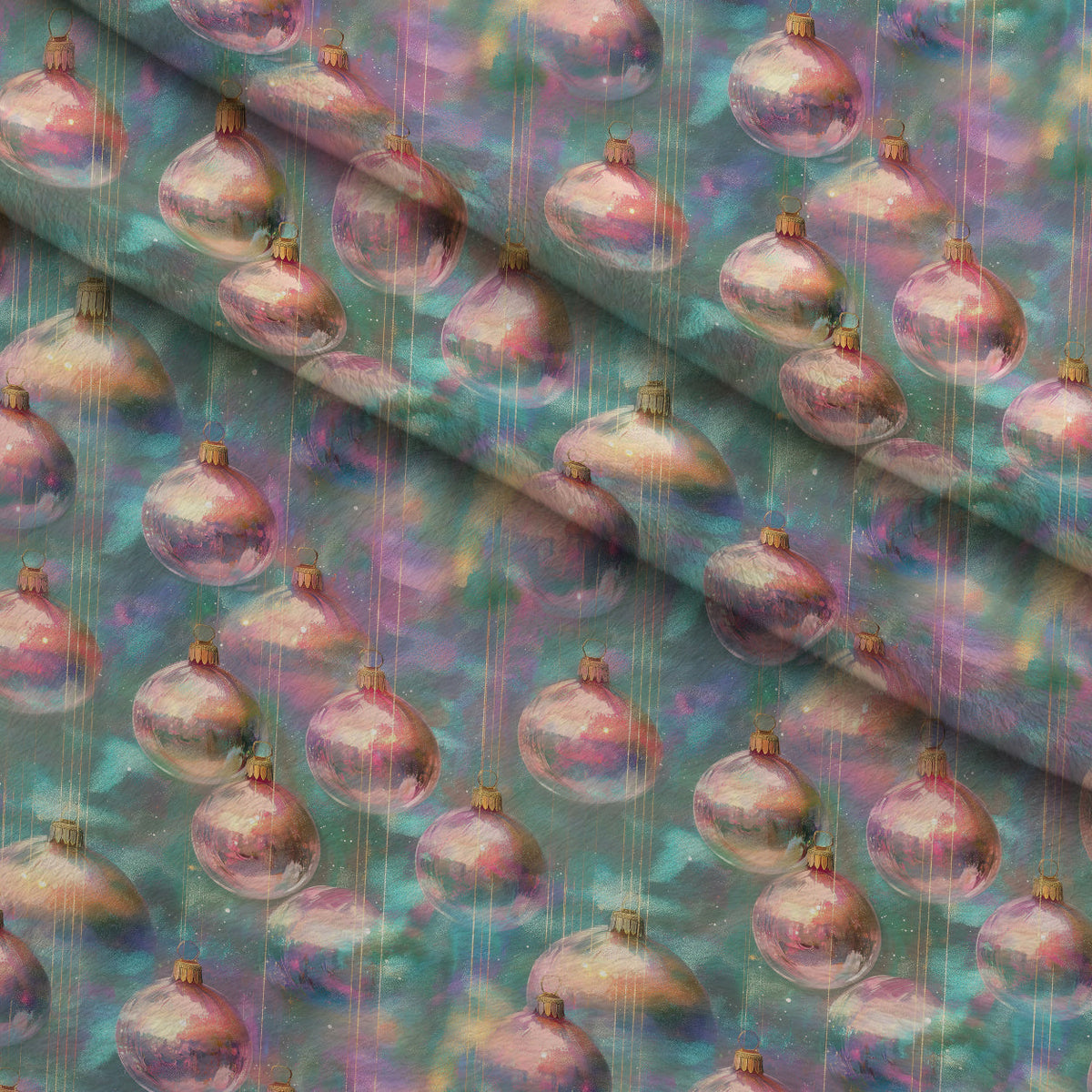 Opalescent Baubles Pattern 13 Fleece Fabric — fleece fabric folded close-up preview (mv-fleece-v1:lying)