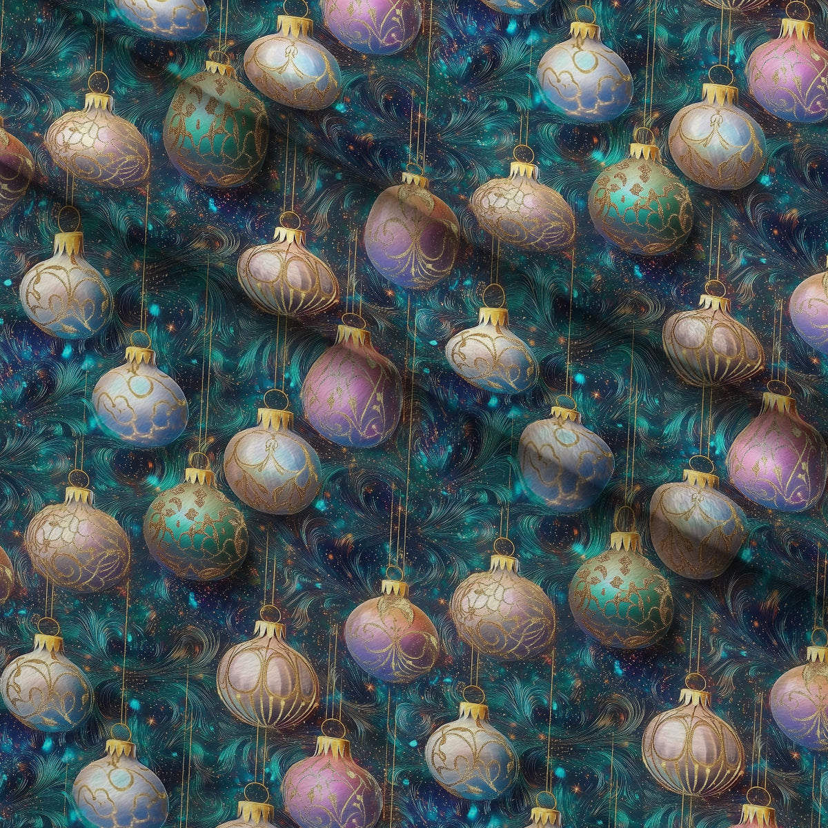 Opalescent Baubles Pattern 15 Fleece Fabric — fleece fabric folded close-up preview (mv-fleece-v1:lying)