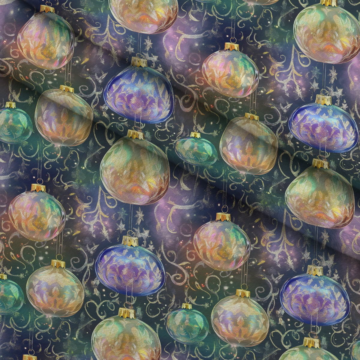 Opalescent Baubles Pattern 16 Fleece Fabric — fleece fabric folded close-up preview (mv-fleece-v1:lying)