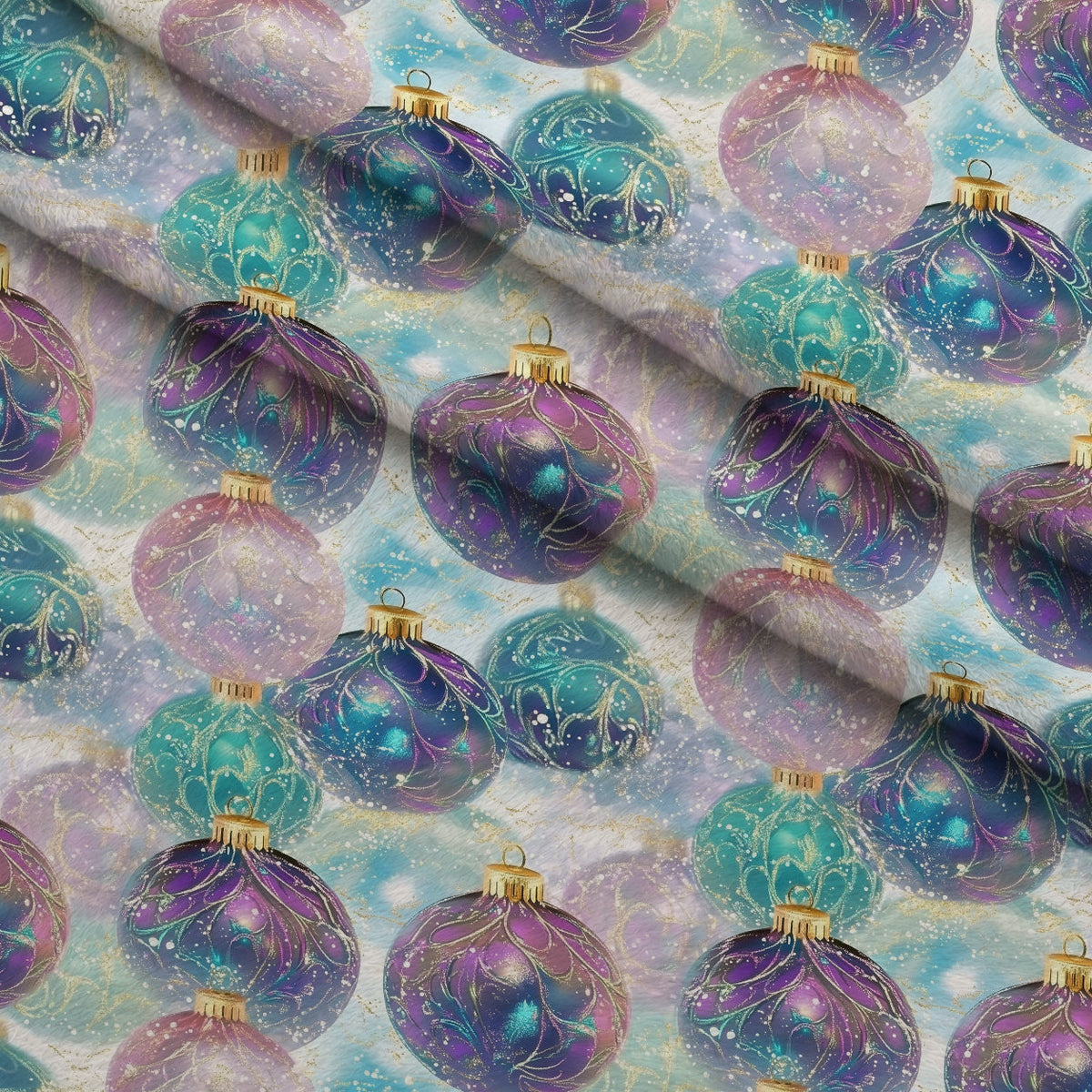 Opalescent Baubles Pattern 18 Fleece Fabric — fleece fabric folded close-up preview (mv-fleece-v1:lying)