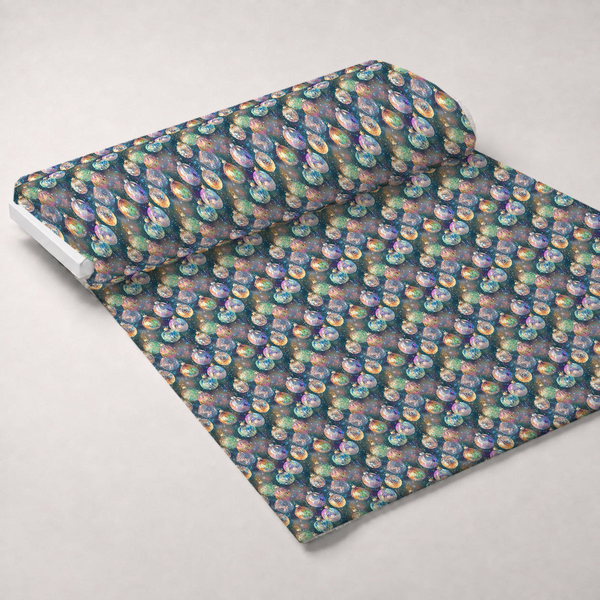 Opalescent Baubles Pattern 5 Fleece Fabric — fleece fabric unrolled bolt preview (mv-fleece-v1:bolt)