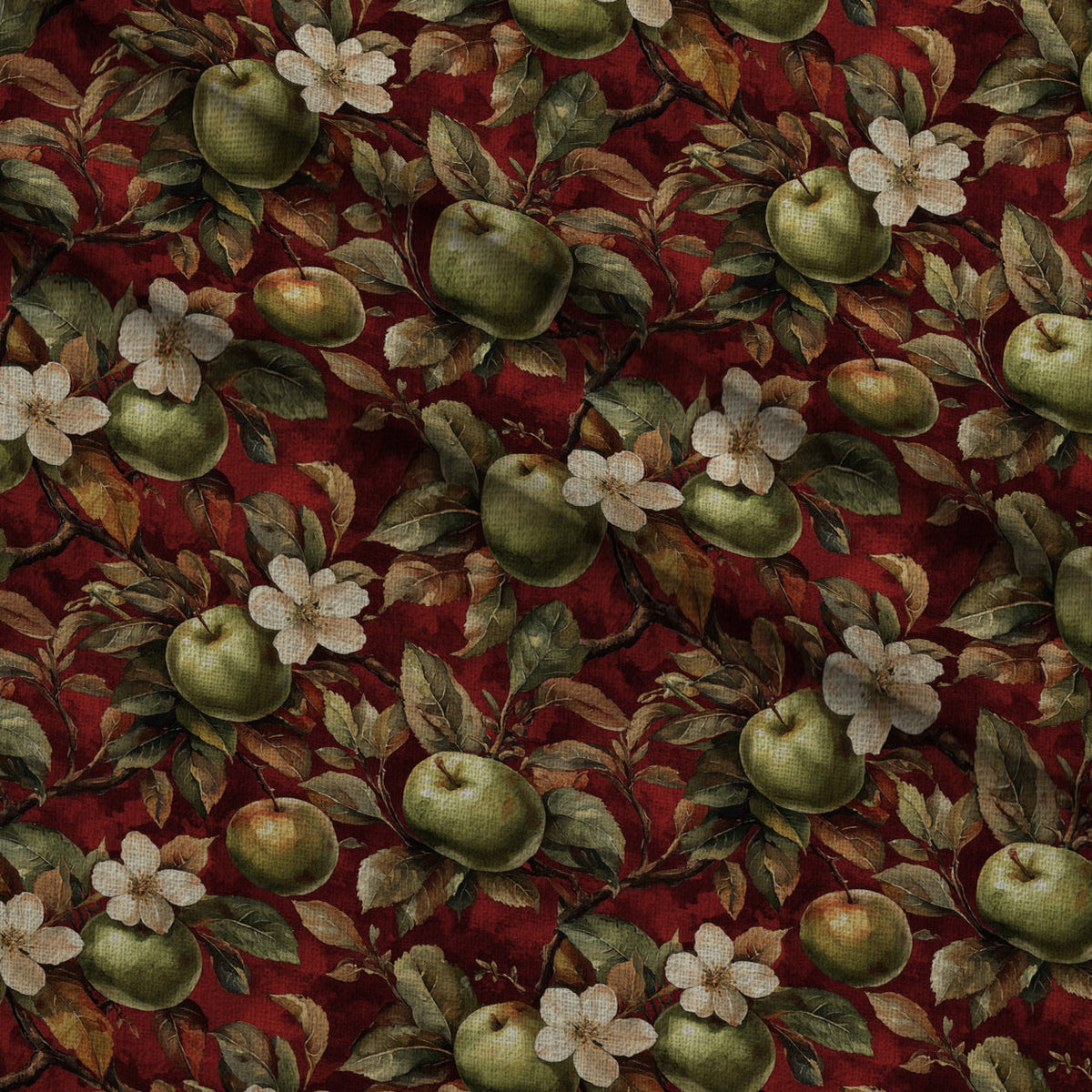 Orchard Hearth Pattern 8 Fleece Fabric — fleece fabric folded close-up preview (mv-fleece-v1:lying)