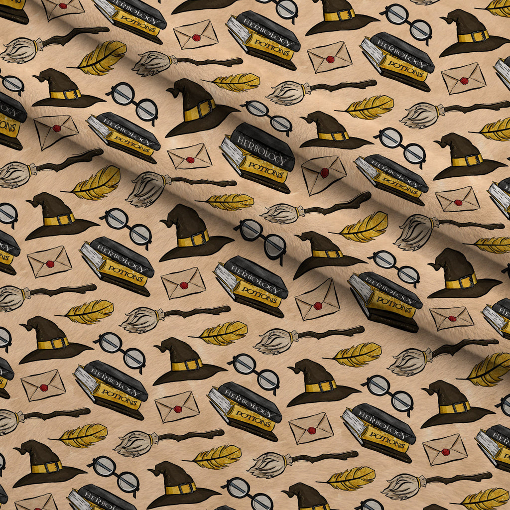Owl Post Academy Pattern 11 Fleece Fabric — fleece fabric folded close-up preview (mv-fleece-v1:lying)