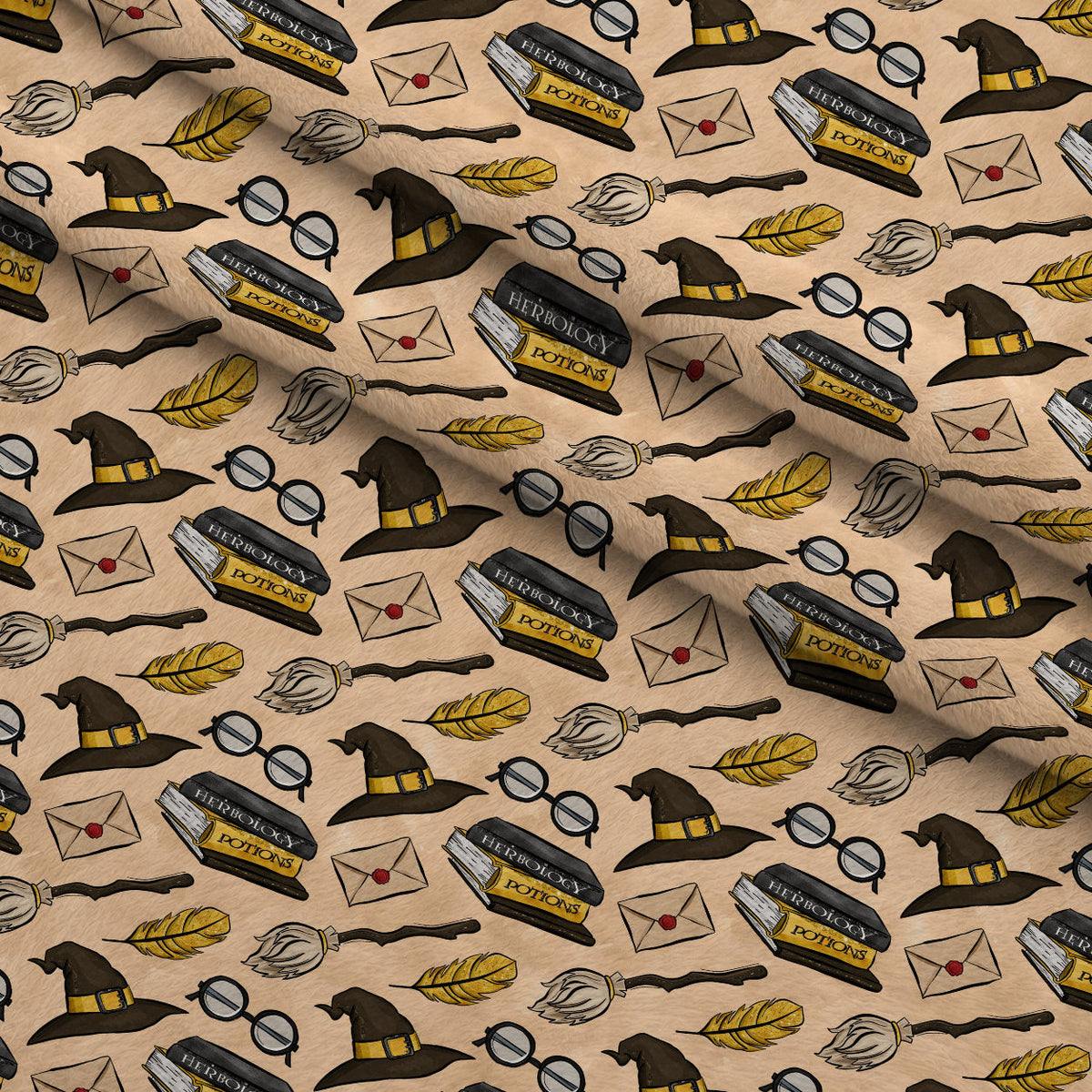 Owl Post Academy Pattern 11 Fleece Fabric — fleece fabric folded close-up preview (mv-fleece-v1:lying)