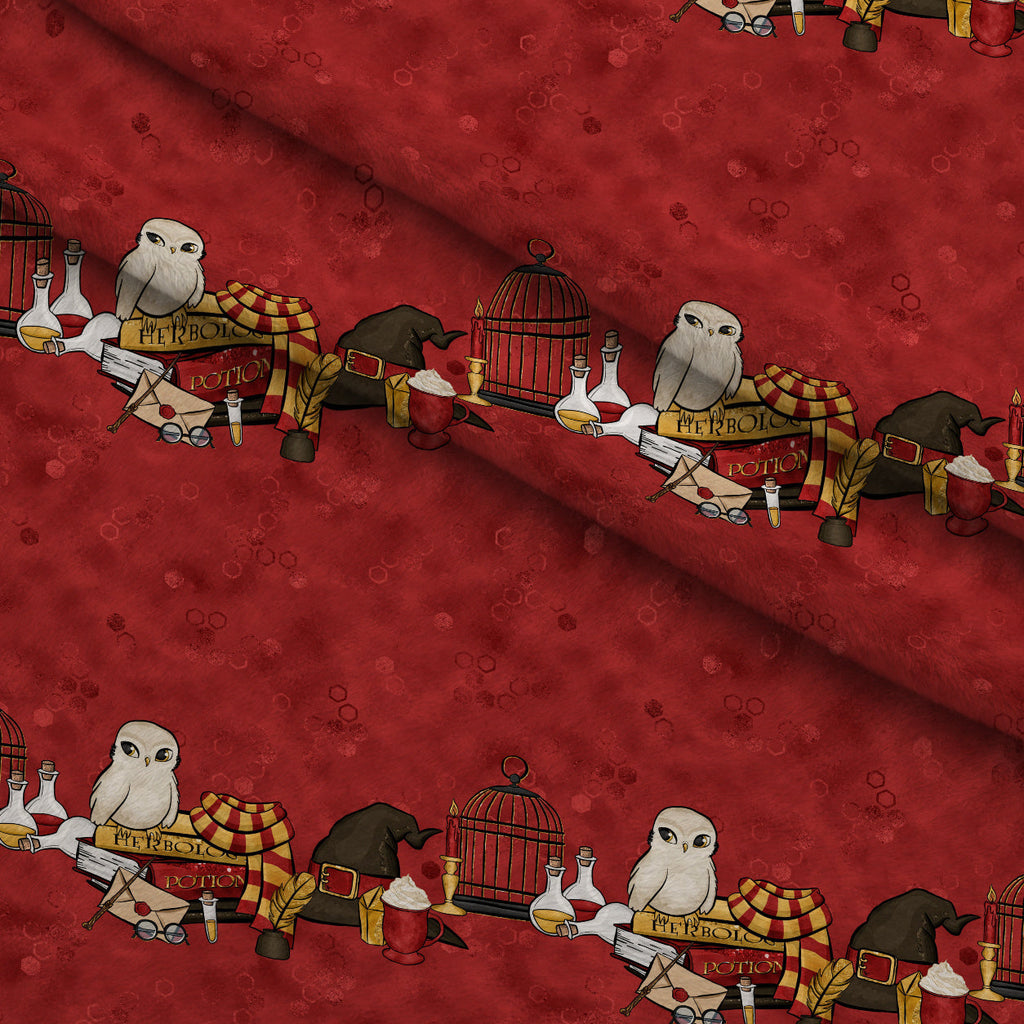 Owl Post Academy Pattern 13 Fleece Fabric — fleece fabric folded close-up preview (mv-fleece-v1:lying)