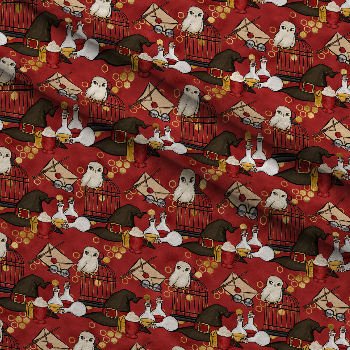 Owl Post Academy Pattern 16 Fleece Fabric — fleece fabric folded close-up preview (mv-fleece-v1:lying)