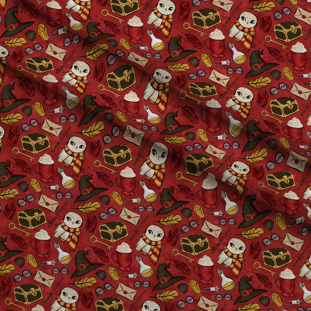 Owl Post Academy Pattern 18 Fleece Fabric — fleece fabric folded close-up preview (mv-fleece-v1:lying)