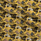 Owl Post Academy Pattern 3 Fleece Fabric — fleece fabric folded close-up preview (mv-fleece-v1:lying)