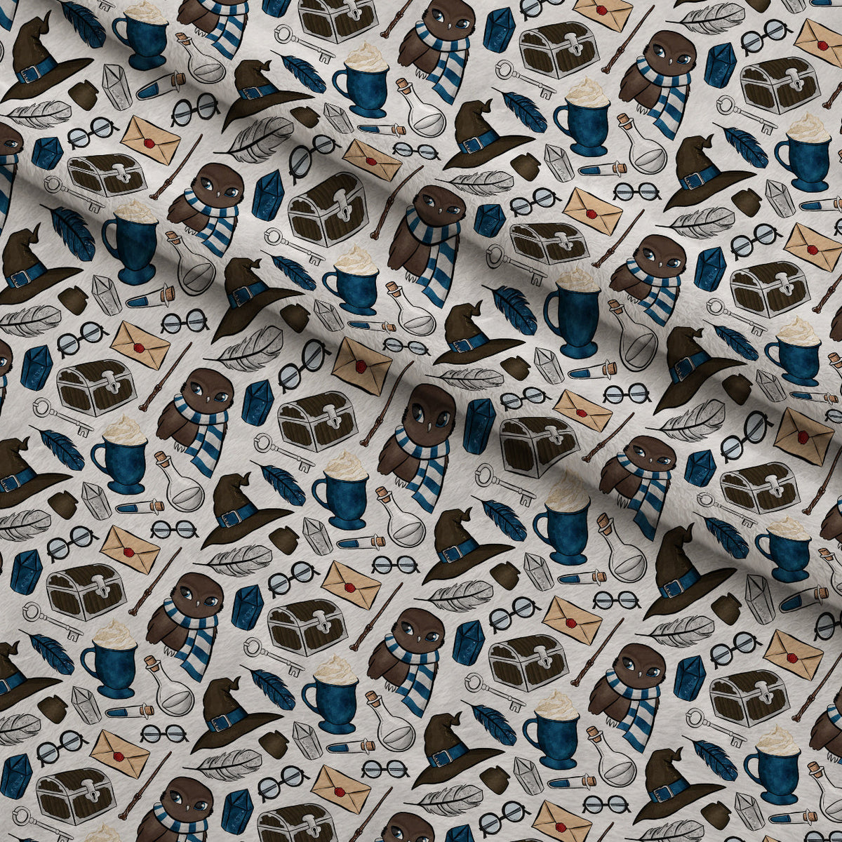 Owl Post Academy Pattern 43 Fleece Fabric — fleece fabric folded close-up preview (mv-fleece-v1:lying)