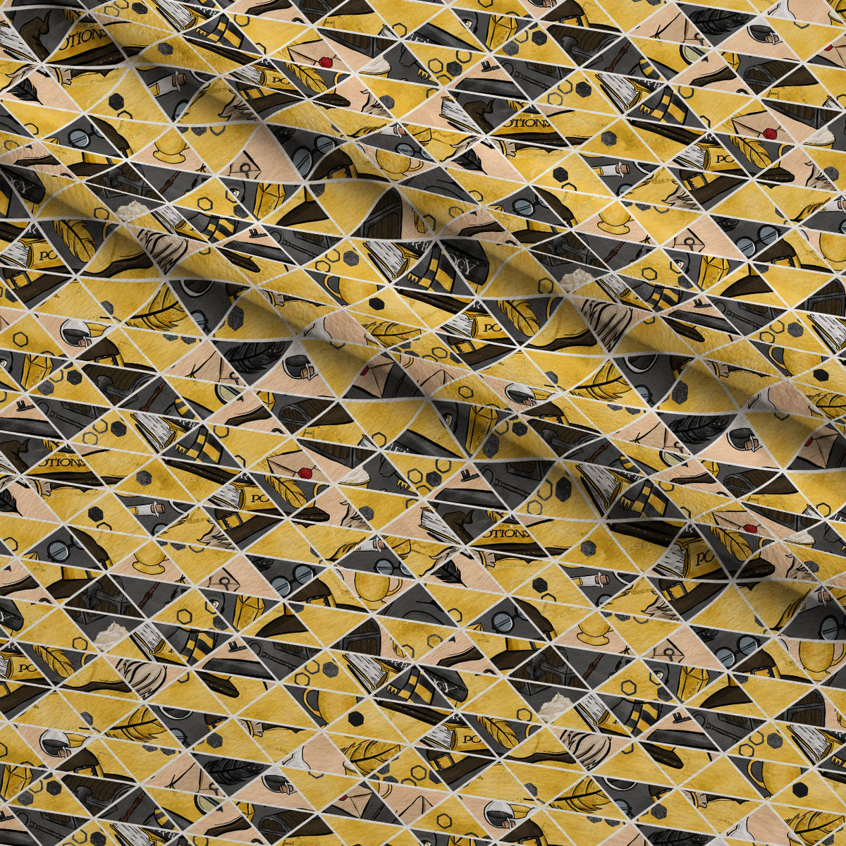 Owl Post Academy Pattern 6 Fleece Fabric — fleece fabric folded close-up preview (mv-fleece-v1:lying)