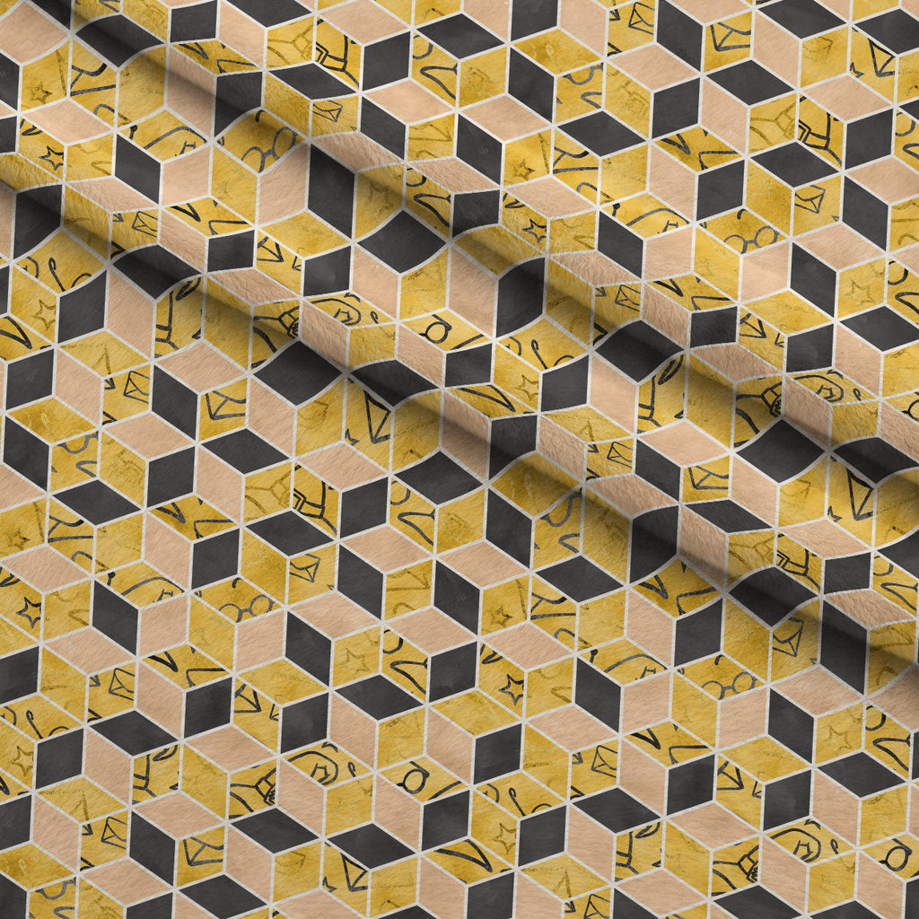 Owl Post Academy Pattern 7 Fleece Fabric — fleece fabric folded close-up preview (mv-fleece-v1:lying)