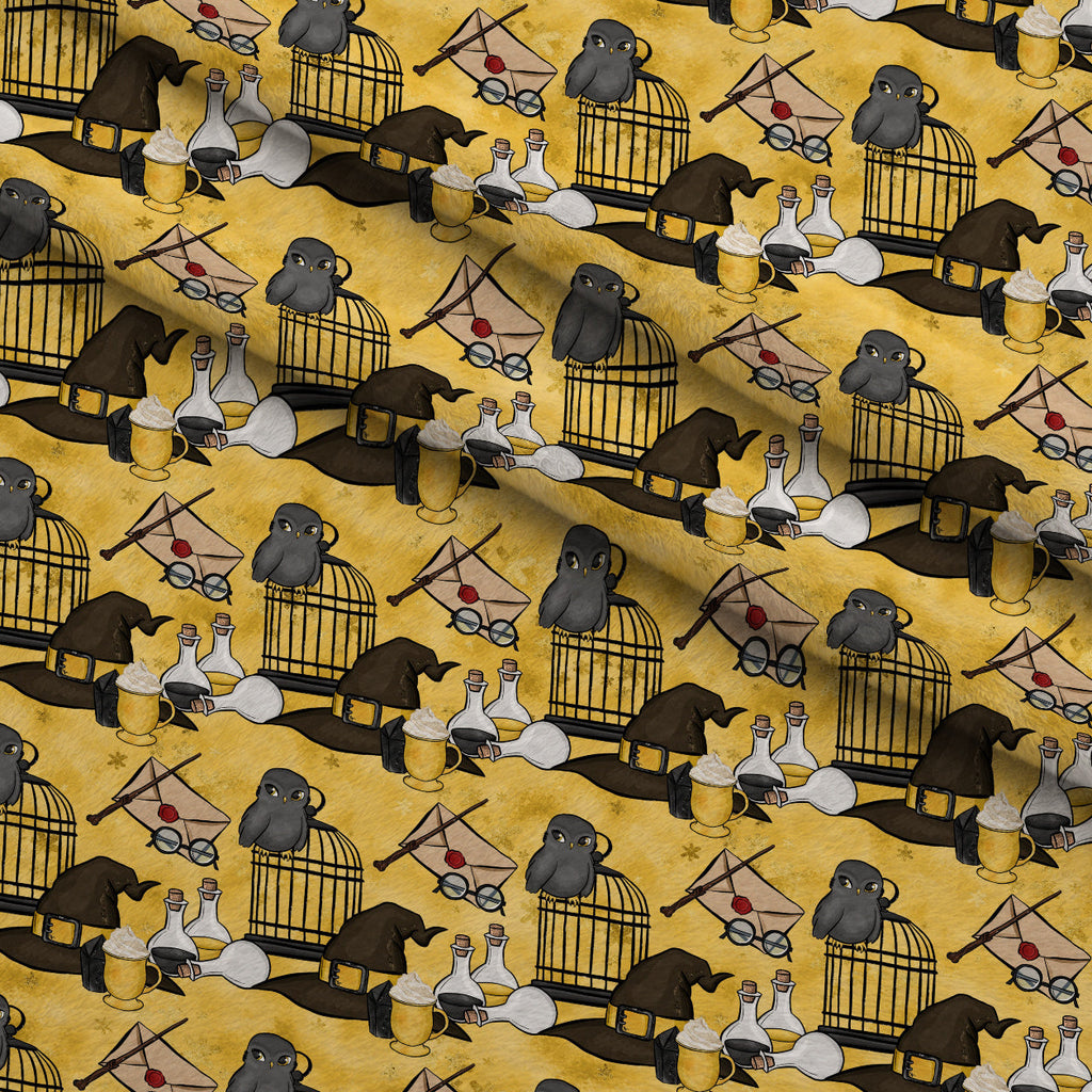 Owl Post Academy Pattern 8 Fleece Fabric — fleece fabric folded close-up preview (mv-fleece-v1:lying)