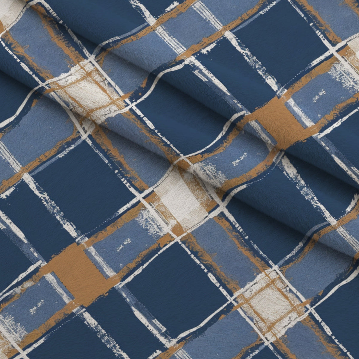 Painted Denim Plaid Pattern 11 Fleece Fabric — fleece fabric folded close-up preview (mv-fleece-v1:lying)