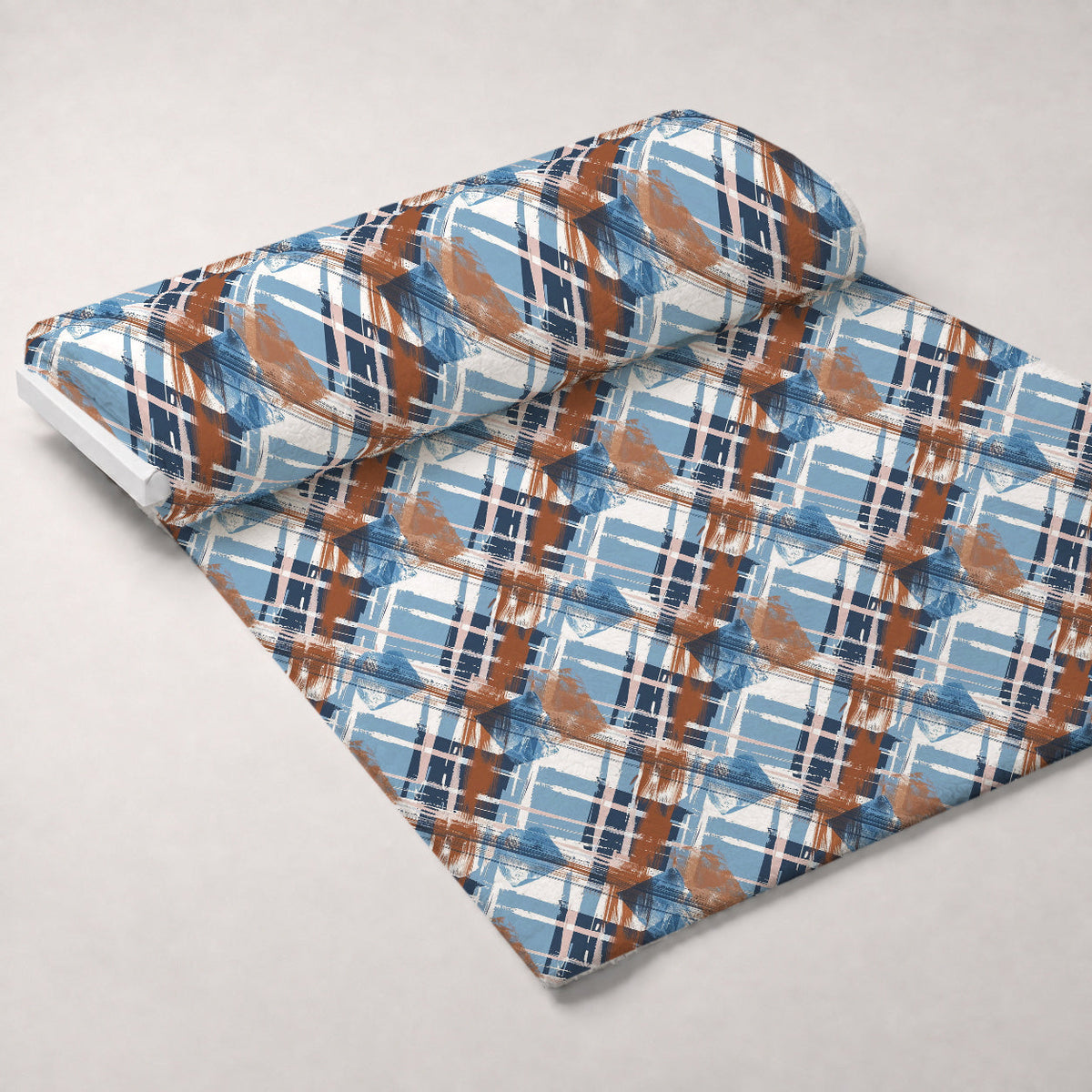 Painted Denim Plaid Pattern 12 Fleece Fabric — fleece fabric unrolled bolt preview (mv-fleece-v1:bolt)