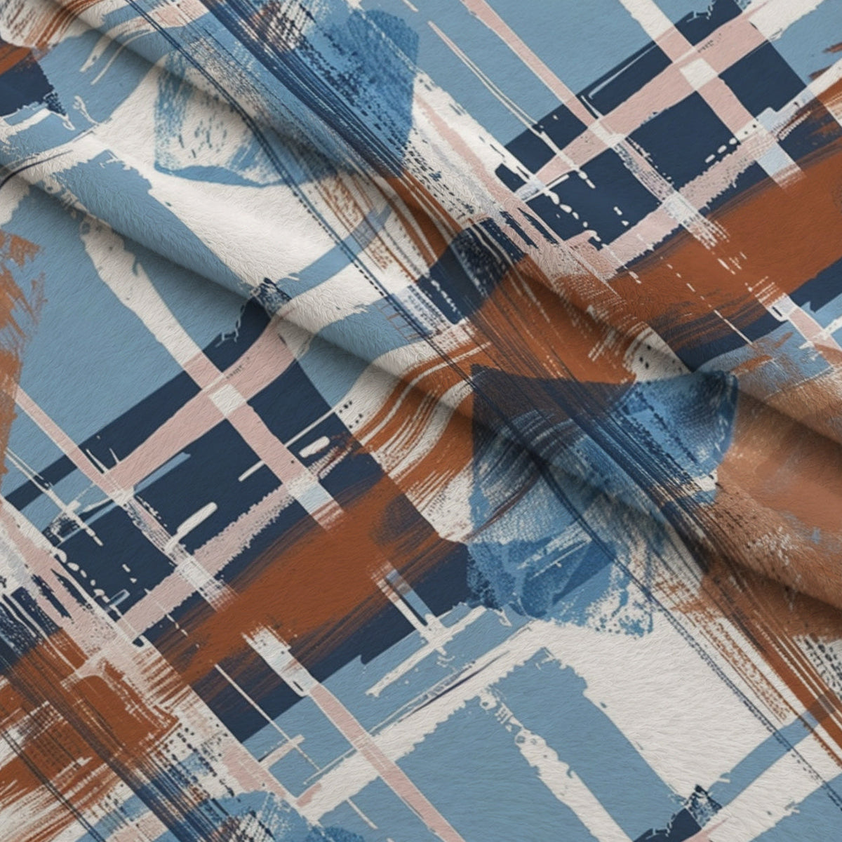 Painted Denim Plaid Pattern 12 Fleece Fabric — fleece fabric folded close-up preview (mv-fleece-v1:lying)