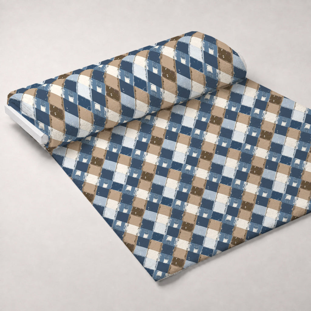 Painted Denim Plaid Pattern 3 Fleece Fabric — fleece fabric unrolled bolt preview (mv-fleece-v1:bolt)