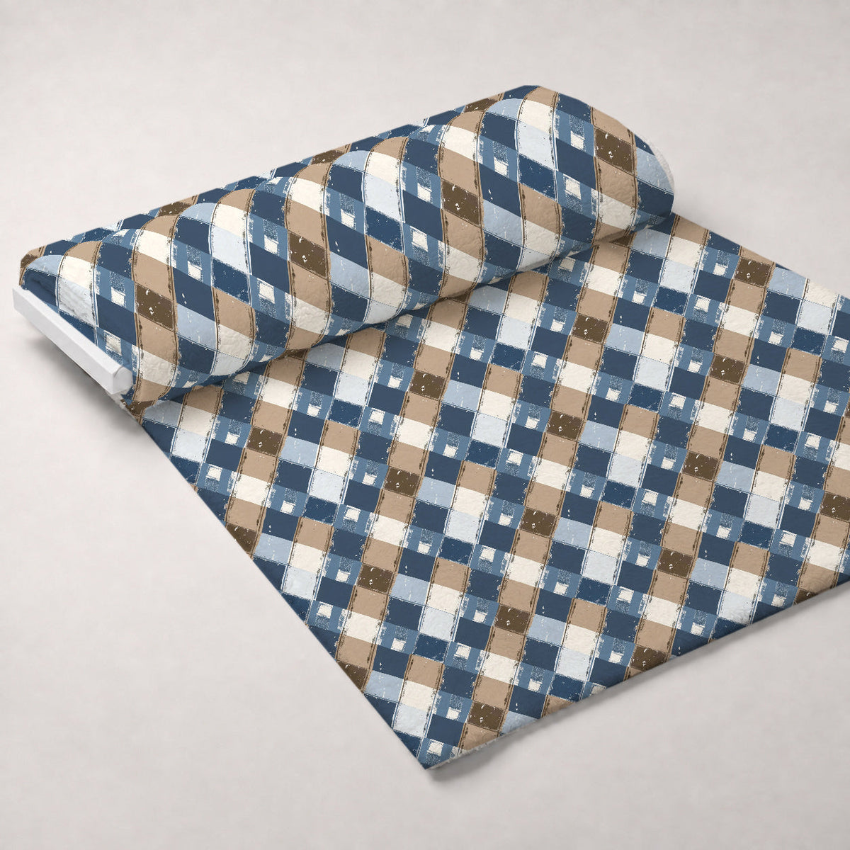 Painted Denim Plaid Pattern 3 Fleece Fabric — fleece fabric unrolled bolt preview (mv-fleece-v1:bolt)