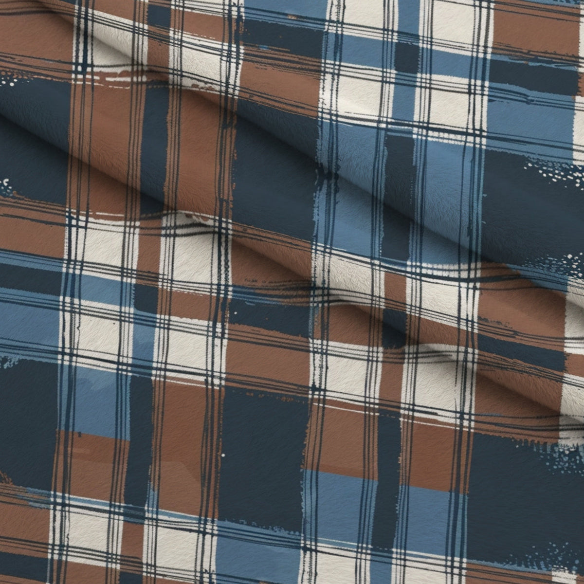 Painted Denim Plaid Pattern 4 Fleece Fabric — fleece fabric folded close-up preview (mv-fleece-v1:lying)