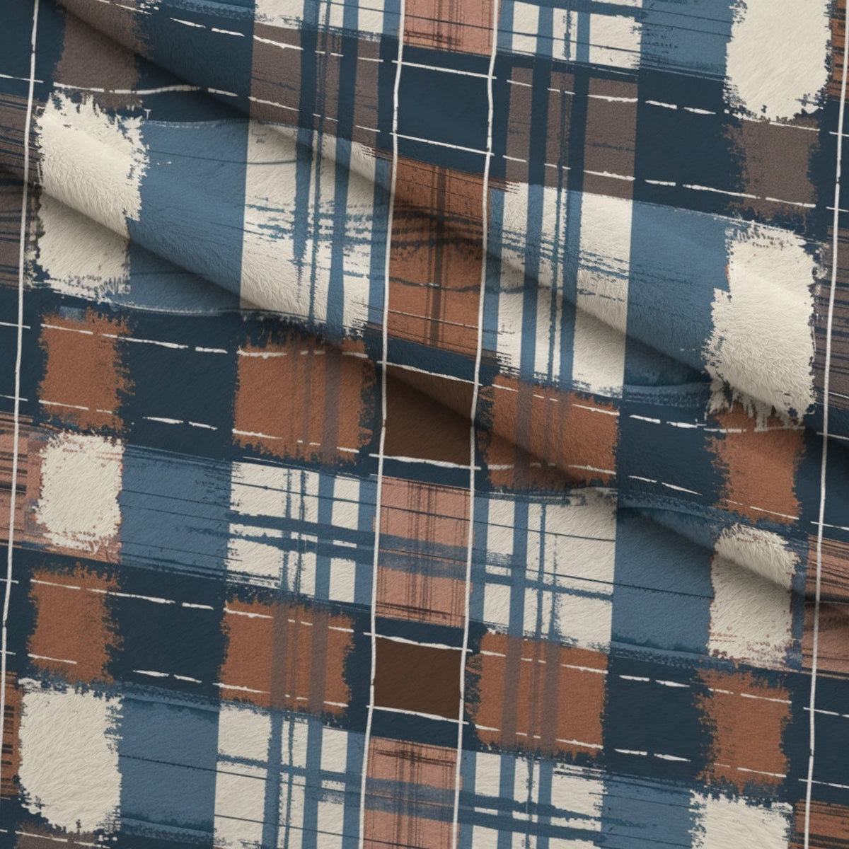 Painted Denim Plaid Pattern 5 Fleece Fabric — fleece fabric folded close-up preview (mv-fleece-v1:lying)