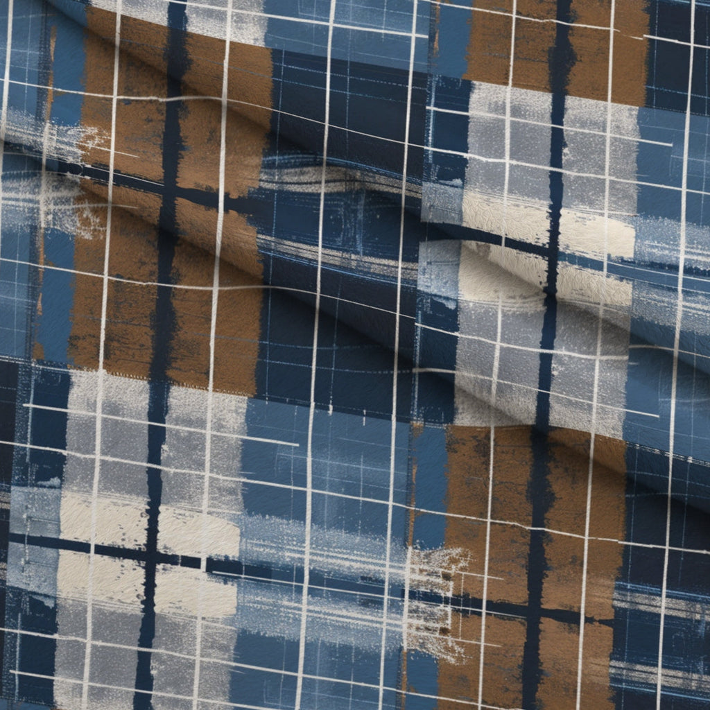 Painted Denim Plaid Pattern 6 Fleece Fabric — fleece fabric folded close-up preview (mv-fleece-v1:lying)