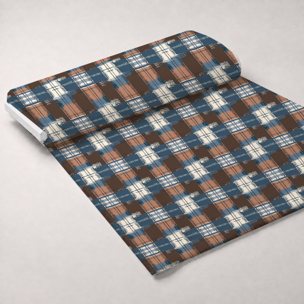 Painted Denim Plaid Pattern 7 Fleece Fabric — fleece fabric unrolled bolt preview (mv-fleece-v1:bolt)