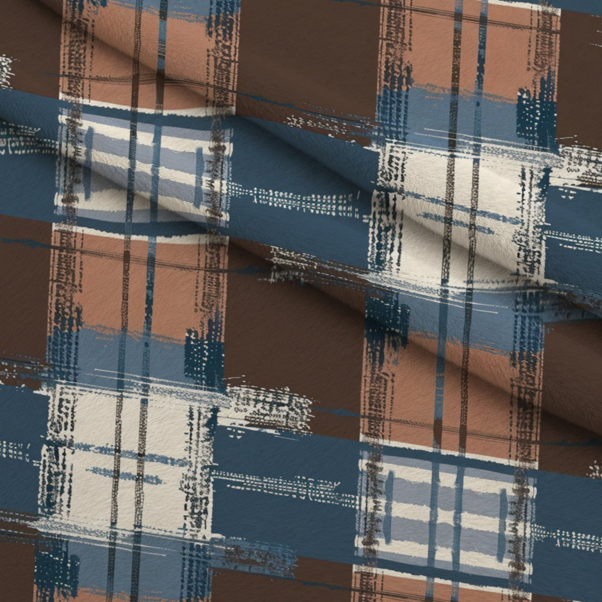Painted Denim Plaid Pattern 7 Fleece Fabric — fleece fabric folded close-up preview (mv-fleece-v1:lying)