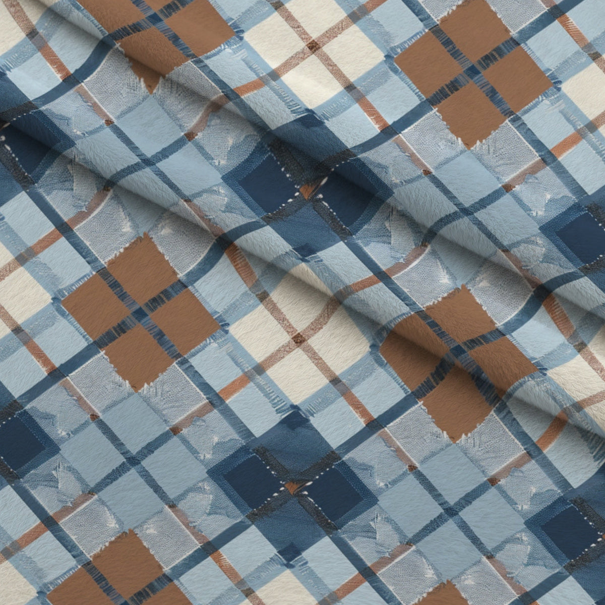 Painted Denim Plaid Pattern 9 Fleece Fabric — fleece fabric folded close-up preview (mv-fleece-v1:lying)