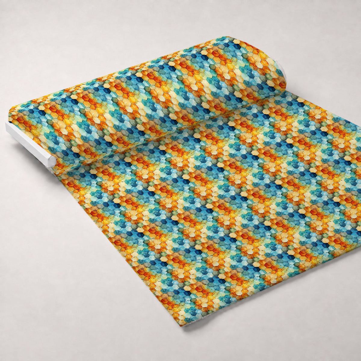 Painted Hexies Pattern 10 Fleece Fabric — fleece fabric unrolled bolt preview (mv-fleece-v1:bolt)
