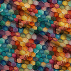 Painted Hexies Pattern 11 Fleece Fabric — fleece fabric folded close-up preview (mv-fleece-v1:lying)