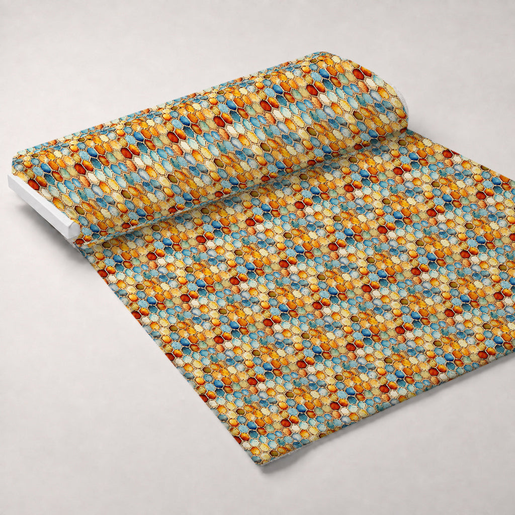 Painted Hexies Pattern 2 Fleece Fabric — fleece fabric unrolled bolt preview (mv-fleece-v1:bolt)