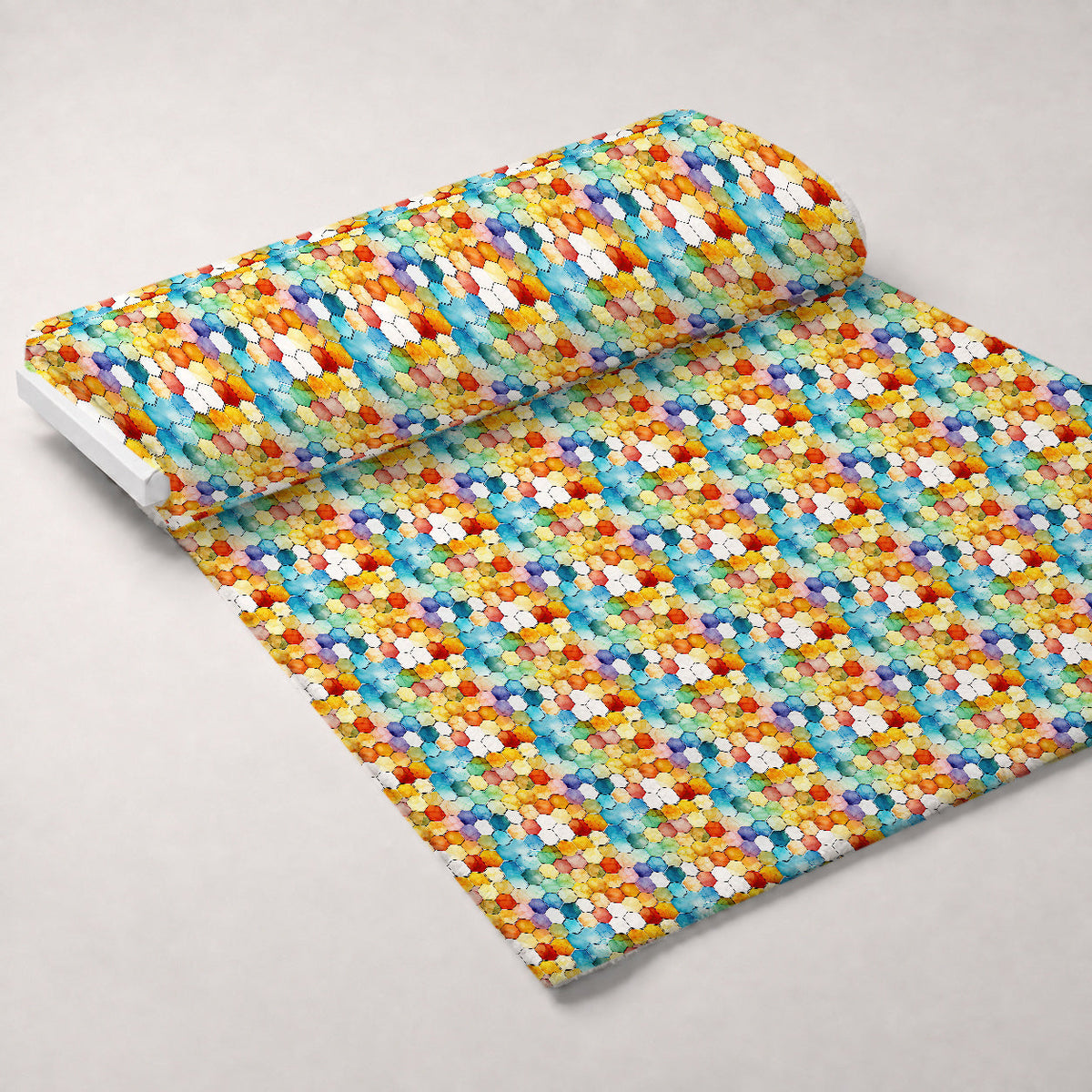 Painted Hexies Pattern 3 Fleece Fabric — fleece fabric unrolled bolt preview (mv-fleece-v1:bolt)