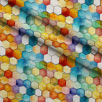 Painted Hexies Pattern 3 Fleece Fabric — fleece fabric folded close-up preview (mv-fleece-v1:lying)