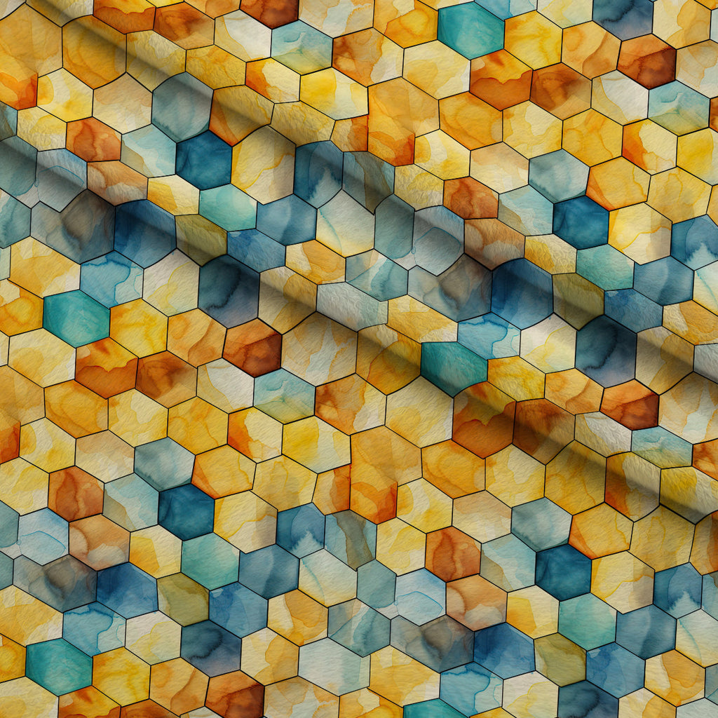Painted Hexies Pattern 6 Fleece Fabric — fleece fabric folded close-up preview (mv-fleece-v1:lying)